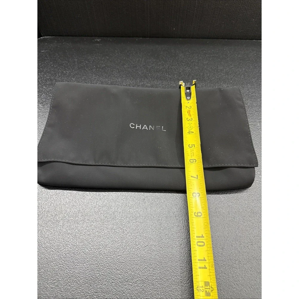 Chanel Jewelry Storage Pouch Black Faux Velvet Flap 12.5x8